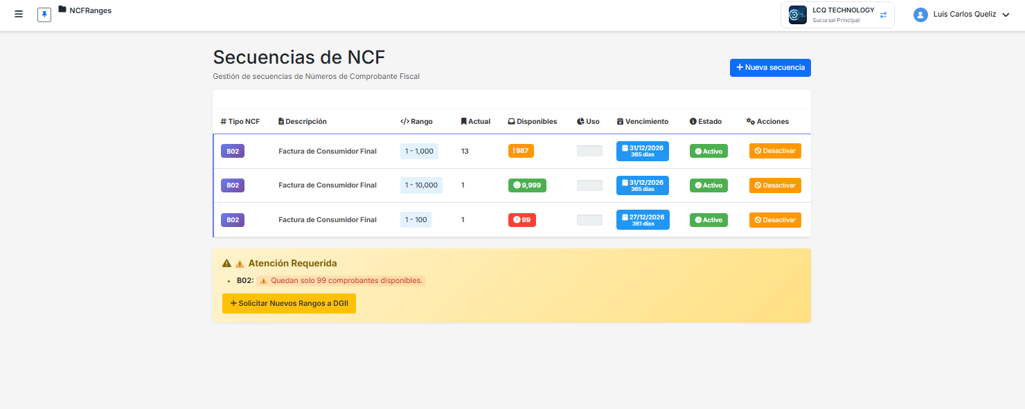 Gestión NCF eFactRD